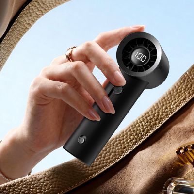 7. Acefast YF1 Mini-Handventilator mit LED-Anzeige und stufenloser Luftstromregulierung – Schwarz