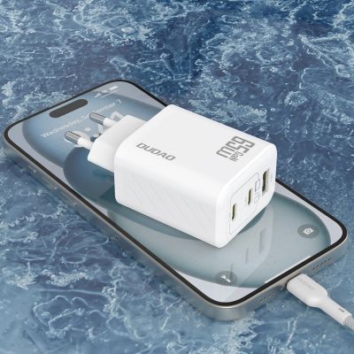 6. Dudao A29 65W GaN Wandladegerät 2 x USB-C + 1 x USB-A - Weiß