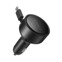 Orico FC-60-2C 60W Kfz-Ladegerät mit einziehbarem USB-C-Kabel (65 cm) – Schwarz