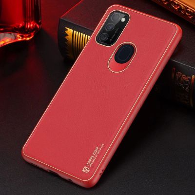 14. Dux Ducis Yolo elegantes Cover aus ökologischem Leder für Samsung Galaxy M30s rot