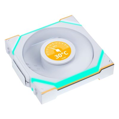 2. Lian Li LULI-100 UNI FAN SL LCD-Lüfter, ARGB, PWM, 3x, 120 mm, drahtlose Steuerung über 2,4-GHz-Controller, weiß