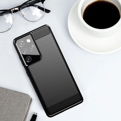 9. Carbon Case Flexibel Handyhülle TPU Schutzhülle für Samsung Galaxy S21 Ultra 5G blau