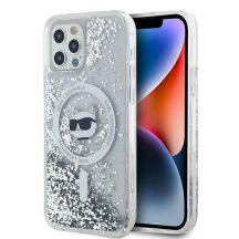 Karl Lagerfeld Liquid Glitter Choupette Head MagSafe Hülle für iPhone 12/12 Pro – Transparent