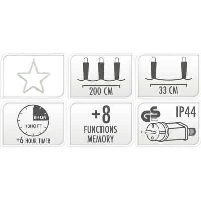 10. Weihnachtsbaumbeleuchtung, Lichtervorhang 200x200 cm, 415 LED-Sterne, mehrfarbig