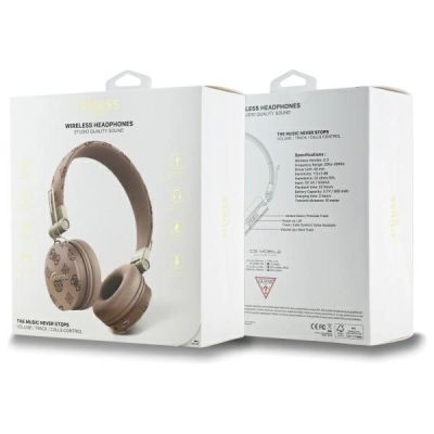 4. Guess Bluetooth On-Ear-Kopfhörer ENC GUBH70EPOSMW braun/braun Peony Script Round Shape