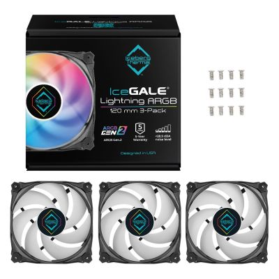 10. Iceberg Thermal IceGALE Lightning ARGB Computergehäuselüfter 12cm Schwarz 3 Stück.