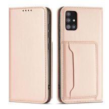 Magnetkartenhülle Hülle für Samsung Galaxy A12 5G Tasche Geldbörse Kartenhalter Pink