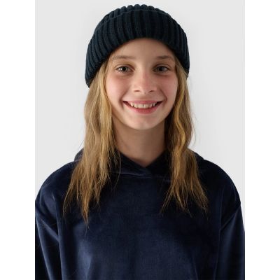 3. Mädchen-Sweatshirt aus Velours mit Kapuze, offen, 4F 4FJWAW24TSWSF1216-31S