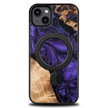 Holz- und Harzhülle für iPhone 15 Plus MagSafe Bewood Unique Violet – Lila und Schwarz