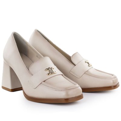 2. Beige Damen-Mokassins mit Absatz, Potocki SZ12783