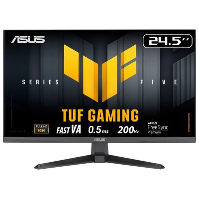 15. ASUS TUF Gaming Series 5 – VG257Q5A Gaming-Monitor – 24,5 Zoll, Full HD (1920 x 1080), 200 Hz, ELMB SYNC, 0,5 ms GTG (min.), Stereolautsprecher, DisplayWidget Center, Gaming AI, FreeSync Premium