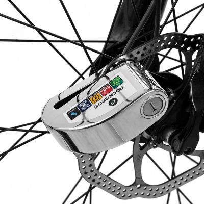 3. Rockbros LBAYG8308 Fahrradschloss mit Alarm und Bremsscheibenschloss – Schwarz