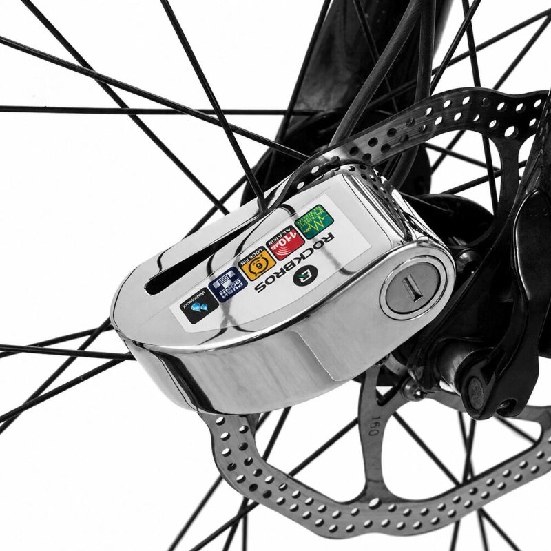 3. Rockbros LBAYG8308 Fahrradschloss mit Alarm und Bremsscheibenschloss – Schwarz