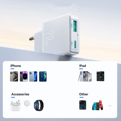 14. Joyroom JR-TCF14 20W USB-A USB-C Wandladegerät superdünn – Weiß