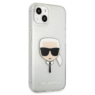 4. Karl Lagerfeld Glitter Karl's Head Hülle für iPhone 13 mini - Silber