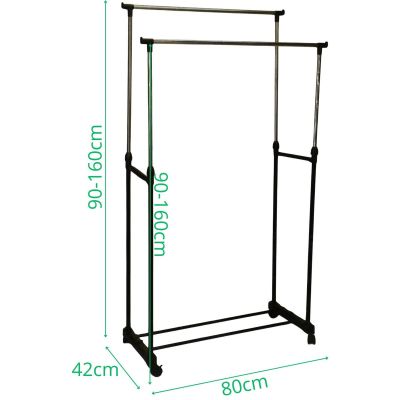 3. Hervorragende Haushaltswaren, doppelter Kleiderbügel 80x42x90-160 cm