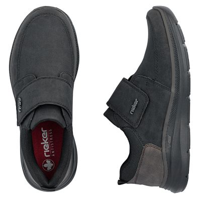 4. Rieker B1854-00 Herren-Komfortschuhe, schwarz, mit Klettverschluss