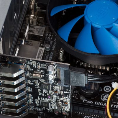 16. USB-3.0-PCI-E-Erweiterungskarte mit 7 Anschlüssen für Desktop-Gehäuse