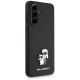3. Karl Lagerfeld Saffiano-Hülle mit K&C-Metalllogo für Samsung Galaxy A56, Schwarz