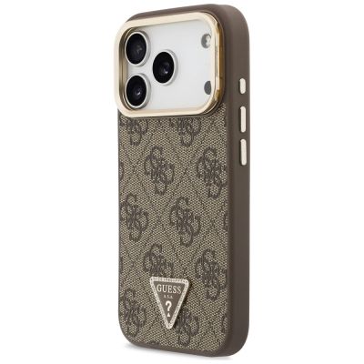 2. Guess 4G PU Triangle Logo & Stand Camera MagSafe Hülle für iPhone 18 Pro / 17 Pro – braun