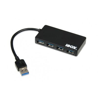 IBOX USB 3.0 Hub SCHWARZ 4-PORTS, SLIM IUH3F56 (4x USB 3.0; schwarz)