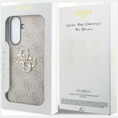 8. Guess Leder-Schutzhülle mit Metalllogo für Samsung Galaxy A57 5G – Rosa