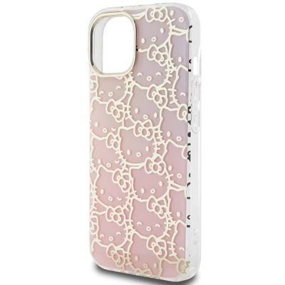 6. Hello Kitty IML Gradient Electrop Crowded Kitty Head Hülle für iPhone 15 – Rosa