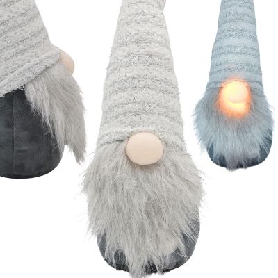 Gartenzwerg mit langem, weißem Hut und Glitzernase, 42 cm