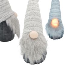 Gartenzwerg mit langem, weißem Hut und Glitzernase, 42 cm