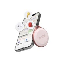 SBS Track My Circle, wasserdichter IP65-Ortungsgerät, kompatibel mit Apple Find My, Pink
