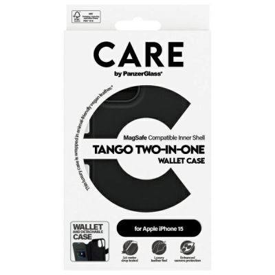 4. CARE by PanzerGlass Feature Tango 2in1 Wallet MagSafe Case für iPhone 15 - Schwarz