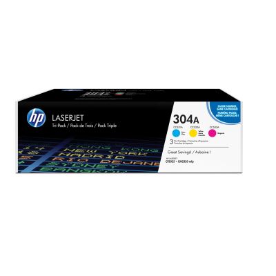 3. HP 304A 3er-Pack Original LaserJet Tonerkartuschen: Cyan/Magenta/Gelb