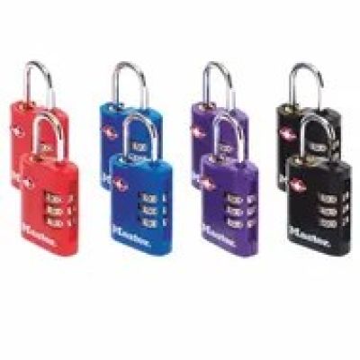 MASTER LOCK 4686EURT Kofferschloss, Zahlenschloss für Gepäck, Zink, Schwarz, Blau, Lila, Rot