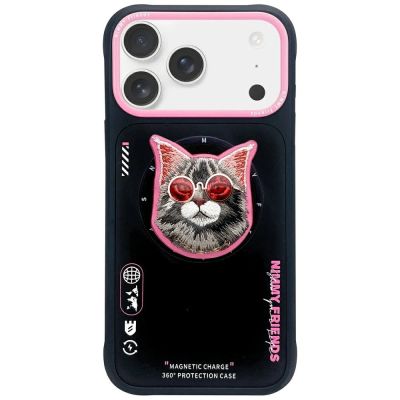 Nimmy Glasses Cool Cat MagSafe Hülle für iPhone 17 Pro Max – Schwarz und Pink