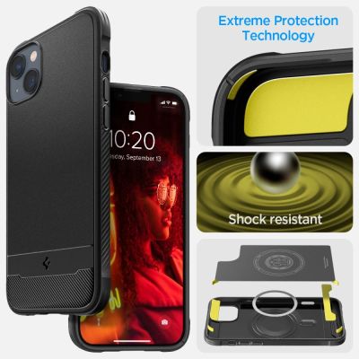4. Spigen Rugged Armor Mag-Hülle mit MagSafe für iPhone 14 – Mattschwarz