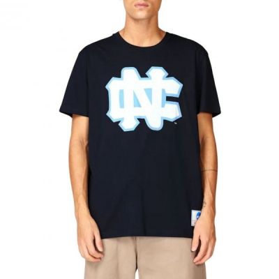 Mitchell & Ness NCAA University Of North Carolina Großes Logo-T-Shirt M BMTRINTL1272-UNCNAVY