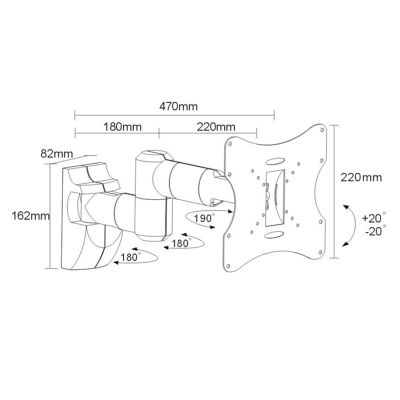 5. Maclean MC-503S Monitor-Wandhalterung (schwenkbar, wandmontierbar, neigbar; 23" - 42"; max. 30 kg)