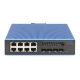 9. Industrieller 8+4 10G SFP Port L2+ Gigabit Ethernet PoE Switch 8 x GE RJ45 + 4 x 10G SFP Port