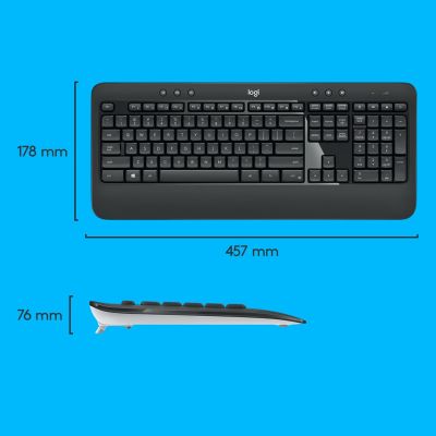 7. Logitech MK540 Advanced Tastatur und Maus (inkl. universeller Funkfernbedienung, QWERTZ-Tastatur, amerikanische und internationale Tastatur, schwarz)
