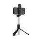 23. Selfie-Stick WH1YXS Teleskopstativ 1 m mit runder Lampe und Telefonhalter – Schwarz