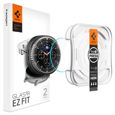 Spigen Glas.TR „Ez-Fit“ gehärtetes Glas für Samsung Galaxy Watch 8 46 mm – Transparent