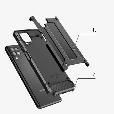 5. Hybrid Armor robuste TPU/PC Panzer Handyhülle Hard Case für Samsung Galaxy A22 4G silber