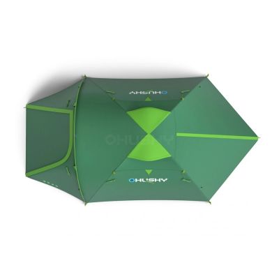 4. Husky BIZON 3 PLUS Dreipersonen-Touristenzelt, 220 x 410 x 130 cm, 5,2 kg, grün