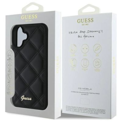 8. Guess Gestepptes Metalllogo iPhone 16 Plus Hülle - Schwarz