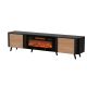 4. VOLARE TV-Schrank 200x39x49 schwarz/walnuss + Kamin