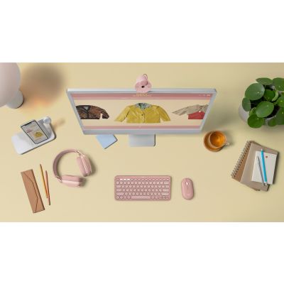 7. Logitech Pebble 2 Combo Tastatur und Maus (universell, kabellos per Funk + Bluetooth, QWERTZ-Tastatur, amerikanische und internationale Tastatur, Pink)