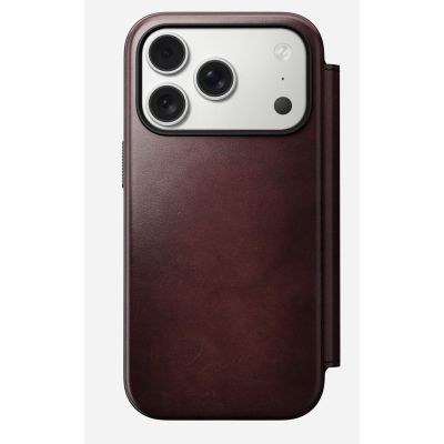 5. NOMAD Modern Leather Folio - MagSafe-kompatible Lederhülle für iPhone 17 Pro, Horween-Leder (burgunderrot)