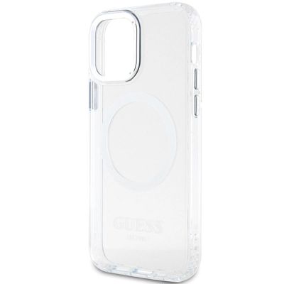6. Guess Metal Outline Magsafe Hülle für iPhone 12 / iPhone 12 Pro – Silber