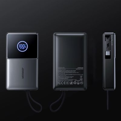 14. Joyroom JR-PR1 10000mAh 22,5W Powerbank mit integriertem einziehbarem USB-C-Kabel - Schwarz