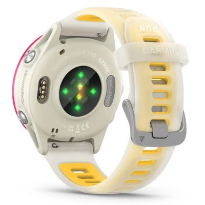 7. Garmin Forerunner 570 42mm Uhr aus Aluminium in den Farben Knochenweiß/Himbeere